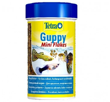 TETRA Guppy 100мл хлопья корм д/гуппи и других живородящих рыб(mini flakes)